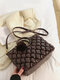 Women Faux Leather Casual Lattice Pattern Solid Color Crossbody Bag Handbag - Coffee
