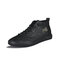Men Stitching Slip Resistant Lace Up Microfiber Leather Casual Skate Shoes - Black