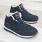 Men Comfort Warm Plush Lining Soft Sole Lace Up Casual Ankle Boots - Blue