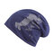 Mens Unisex Cotton Printed Bonnet Beanies Hats Outdoor Ear Protection Warm Skullies Hat - Navy