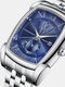 11 cores PU masculino liga vintage Watch luminoso decorado ponteiro calendário quartzo Watch - Pulseira de aço inoxidável com m