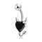 Punk Dazzling Heart Zirconia Devil Style Belly Button Ring Piercing Navel Ring Women Body Jewelry - Black