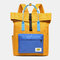 Women Canvas Multifunction Waterproof Casual Patchwork Backpack - Yellow