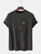 100% Cotton Mens Funny Sun Moon Hand Graphics Short Sleeve T-Shirt - Dark Grey