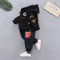 Toddler Zip Up Hoodie Letter Embroidery Thicken Long Sleeves Casual Set For 1-5Y - Black