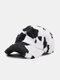 Women Plush Cow Pattern Warm Fashion Personality Sunvisor Baseball Hat - Black