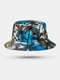 Unisex Cotton Plants Printing Holiday Style Fashion Outdoor Sunshade Bucket Hat - Blue