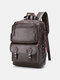 Men Vintage PU Leather Multi-pocket Large Capacity Backpack - Coffee