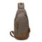 Retro Casual Canvas Chest Bag Patchwork Genuine Leather Sling Bag Crossbody Bag For Men - Army Green