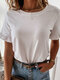 Solid Color Short Sleeve O-neck T-shirt For Women - White