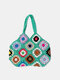 JOSEKO Women Plush Handmade Crochet Ethnic Mixed Floral Pattern Shoulder Bag Multifunctional Tote Bag - Green