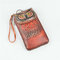Genuine Leather Cartoon Owl 5.5inch Phone Bag Clutch Coins Bags Purse  - Coffee
