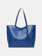 Women Snake Pattern Large Capacity Shoulder Bag Handbag Tote - Blue