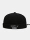 Unisex Cotton Letter Label All-match Drawstring Adjustable Brimless Beanie Landlord Caps Skull Caps - Black
