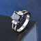 Vintage Geometric Diamonds Finger Rings Square Crystal Inlaid Couple Rings Zircon Rings - Black