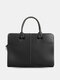 Menico Men Artificial Leather Vintage Large Capacity Laptop Bag Business Convertible Strap Briefcase - Gray