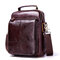 Men Genuine Leather Business Casual Vintage Large Capacity Multi-function Crossbody Bag - Coffee