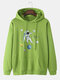 Mens Planet Astronaut Print Cotton Overhead Hoodies With Kangaroo Pocket - Green