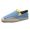 Men Breathable Wearable Color Blocking Canvans Daily Flats - Blue