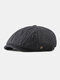 Men Felt Retro British Style Casual Metal Label Flat Cap Newsboy Hat Octagonal Hat Beret Hat - Dark Gray