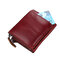 RFID Antimagnetic Vintage Casual Genuine Leather Wallet For Men - Red