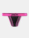Men Sexy Transparent Net Briefs Side Open Loose Nylon Low Rise Colorful Waistband Underwear - Rose