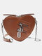 Women Valentine's Day Heart-shape Chain Crossbody Bag Shoulder Bag - Brown