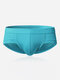 Mens Modal Elastic Fiber Soft Underwear Solid Color Breathable Briefs With Big Pouch - Blue