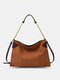 Women Faux Leather Fashion Large Capacity Color Matching Multi-Carry Handbag Crossbody Bag Tote - Brown