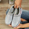 Women Casual Sports Snake Skin Sequined Slip On Shoes - Silver