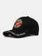Unisex Cotton Embroidery Pattern Fashion Outdoor Sunshade Baseball Hat - Black
