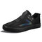 Men Cloth Breathable Slip Resiatant Soft Sole Low Top Casual Sneakers - Black