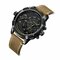 Fashion Business Men Watches Leather Band Dual-Time Movement Multifunction Quartz Watch - Black