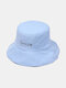 Unisex Double-sided Cotton Lattice Pattern Young Sunshade Bucket Hat - Blue