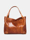 Women Vintage Weekender Bag Soft Faux Leather Bag Oversized Shoulder Bag Handbag Tote - Brown