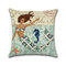 Cartoon Mermaid Printed Cotton Linen Square Cushion Cover House Sofa Car Decor Pillowcase - #2