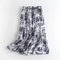 European And American Style New Women's Retro High Waist Loose Thin Ink Printing Long Pleated Skirt - 2090 blue