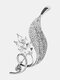 Flor elegante de moda Hoja Broche de aleación de zinc con diamantes de imitación de cristal con incrustaciones en forma - #03
