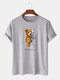 Plus Size Mens Mechanical Bear Graphic Print Fashion Cotton T-Shirt - Gray