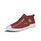 Men Canvas Non-slip Side Zippers High Top Brief Casual Skate Shoes - Red