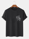 100% Cotton Mens Gesture Print Short Sleeve T-Shirt - Black