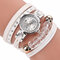 Crystal Casual Style Women Bracelet Watch Gift Leather Strap Quartz Watch - White