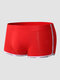 Men Contrast Letter Trim Applique U Convex Pouches Breathable Soft Boxers Briefs - Red