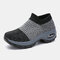 Large Size Women Outdoor Breathable Sock Mesh Rocking Shoes - Grey
