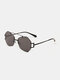 Unisex Irregular Polygonal Rimless Tinted Lenses Metal Double-bridge Sunshade Anti-UV Fashion Sunglasses - Black