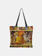 Women Canvas Cute Cartoon Oil Painting Cat Printing Waterproof Shopping Bag Shoulder Bag Handbag Tote - #11