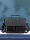 Men Vintage Solid Faux Leather Waterproof Large Capacity Briefcase Crossbody Bag - Black