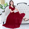 Solid Color Short-sleeve Chiffon Thin Long Dress - Red wine