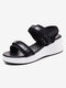 Women Casual Hook Loop Wearable Sports Wedges Platform Sandals - Black