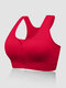 Plus Size Women Front Zip High Elastic Hit Lining Shockproof Yoga Sports Bras - Red